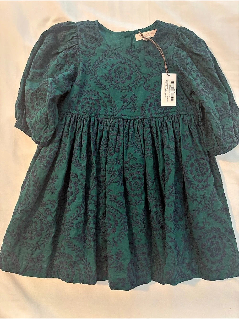 Pink Chicken Girls Brocade Dress Evergreen Bloom Embroidery Floral Dress Size 3Y